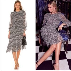 MISA Sophia Smocked Midi Dress